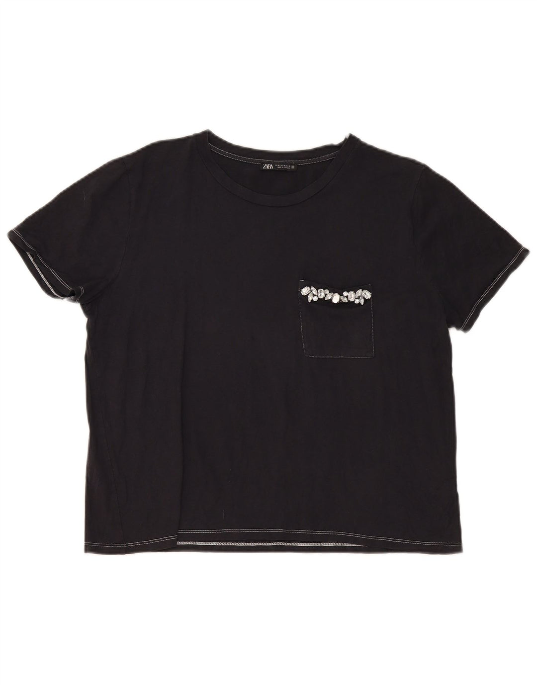 Camiseta feminina Zara UK 18 XL preta