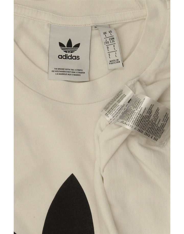 ADIDAS Mens Graphic T-Shirt Top Grande Algodão Branco