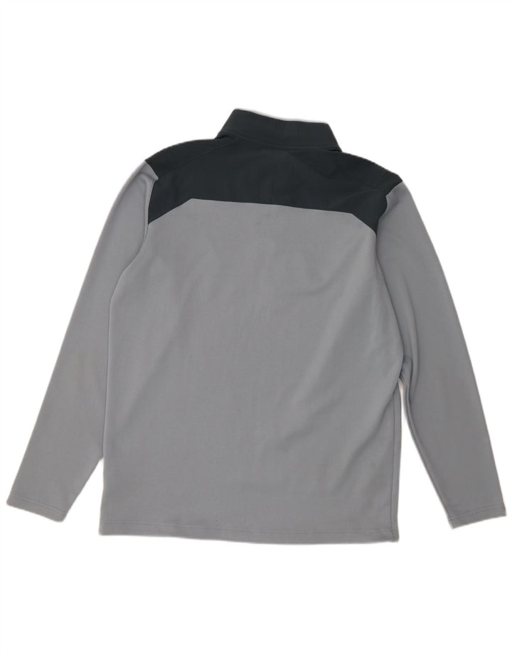 Top masculino Nike Dri Fit com zíper e manga comprida grande bloco colorido azul poliéster