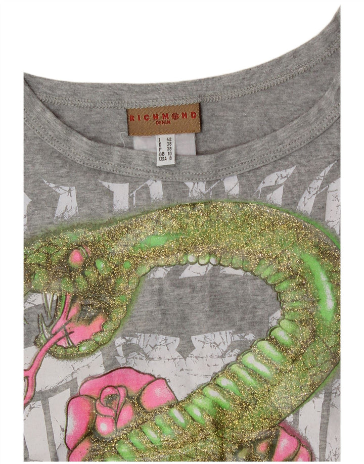 Richmond Womens Crop Graphic Vest Top UK 10 Pequeno Cinza