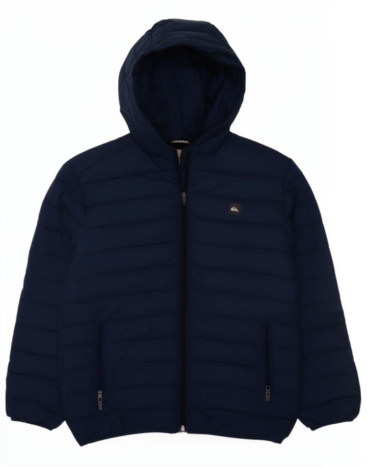 Jaqueta acolchoada com capuz Quiksilver Boys 13-14 anos grande poliéster azul marinho