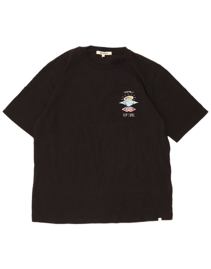 Camiseta masculina Rip Curl com estampa gráfica grande de algodão preto