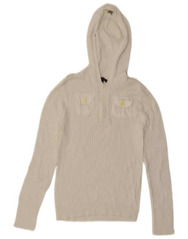 Suéter feminino com capuz CALVIN KLEIN JEANS Reino Unido 18 XL algodão branco
