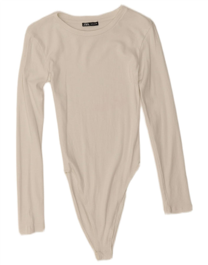 Macacão feminino de manga comprida Zara UK 8 pequeno off white