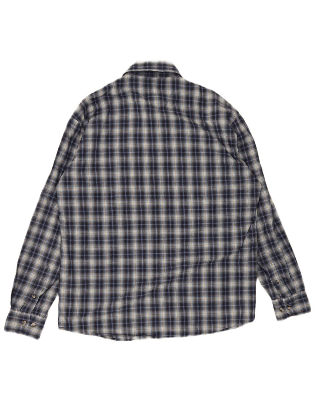 Camisa Wrangler masculina média azul marinho xadrez algodão