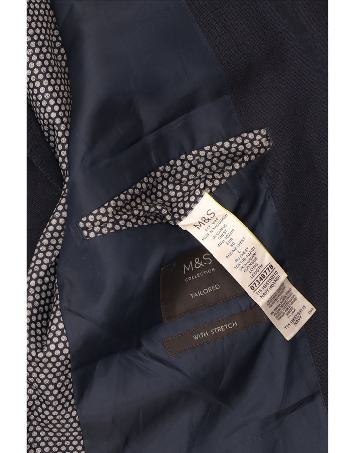 Jaqueta blazer masculina de 2 botões Marks & Spencer Reino Unido 40 azul marinho médio