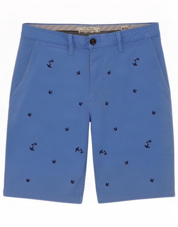 Fat Face Mens Abstract Pattern Chino Shorts Large W36 Blue Cotton