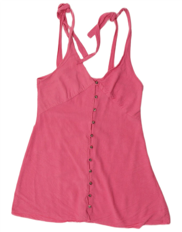 Blusa feminina sem mangas Topshop UK 12 viscose rosa médio