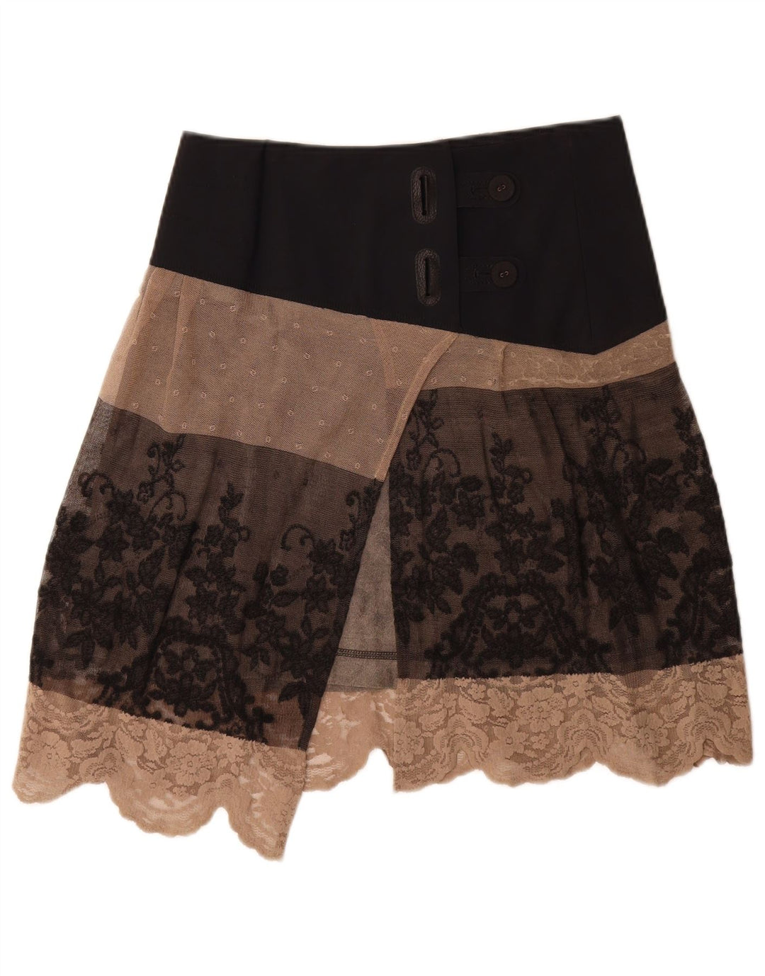 Saia feminina Sportalm EU 36 pequena W30 marrom floral poliéster