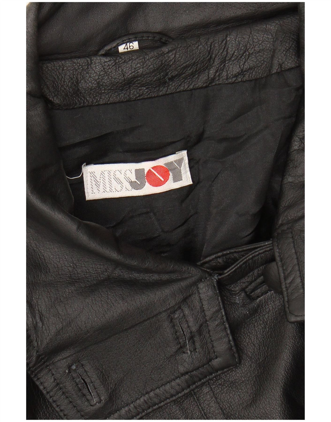 MISS JOY Womens Oversized Leather Jacket EU 46 XL Black Leather