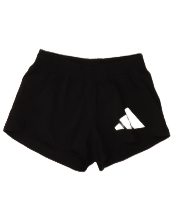 Shorts esportivos gráficos Aeroready femininos Adidas UK 4/6 XS preto poliéster