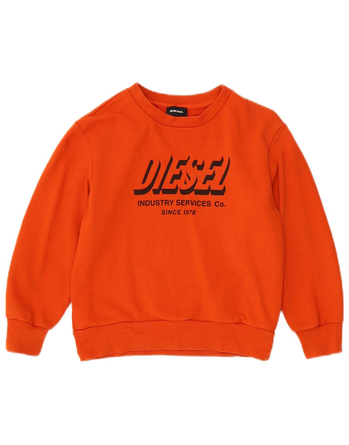 Diesel Meninos Moletom Gráfico Jumper 7-8 Anos Laranja Algodão