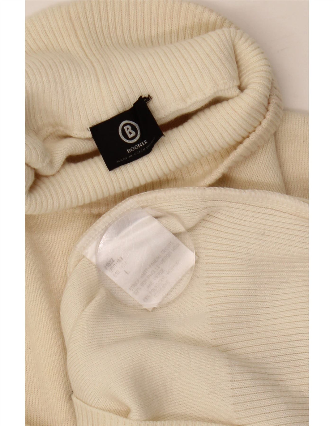 Suéter feminino BOGNER com gola tartaruga Reino Unido 16 grande lã paisley bege