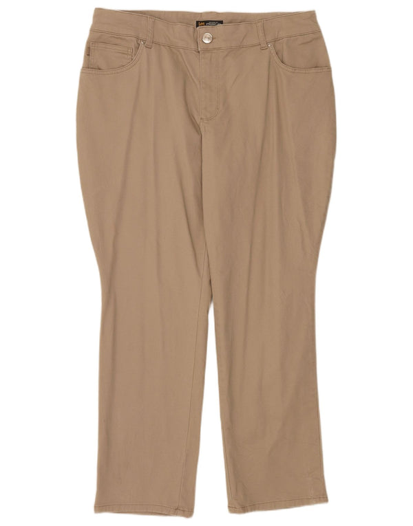 Lee Calça feminina casual reta de cintura média US 18 2XL W36 L30 bege