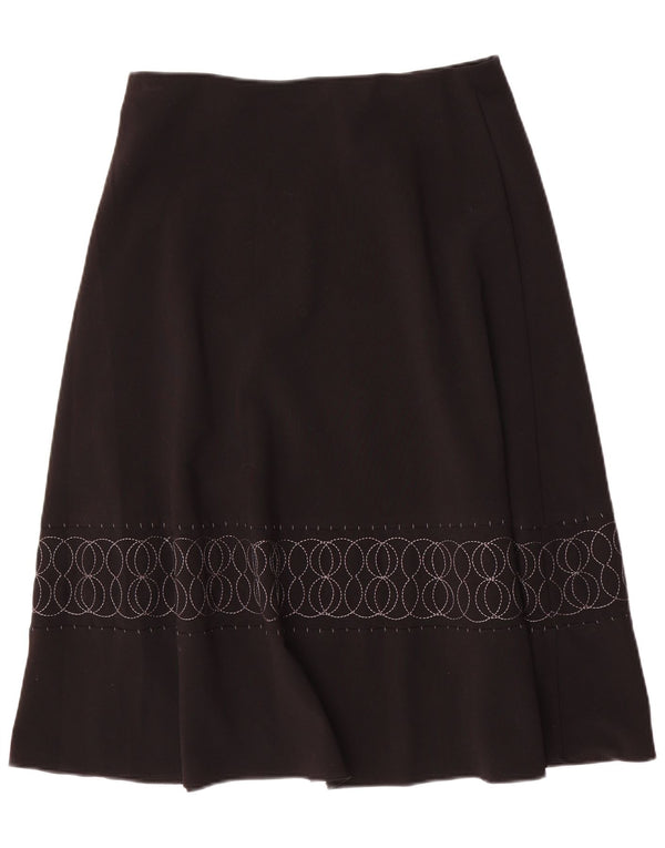 Marks & Spencer Womens Flared Skirt UK 12 Medium W32 Black Geometric