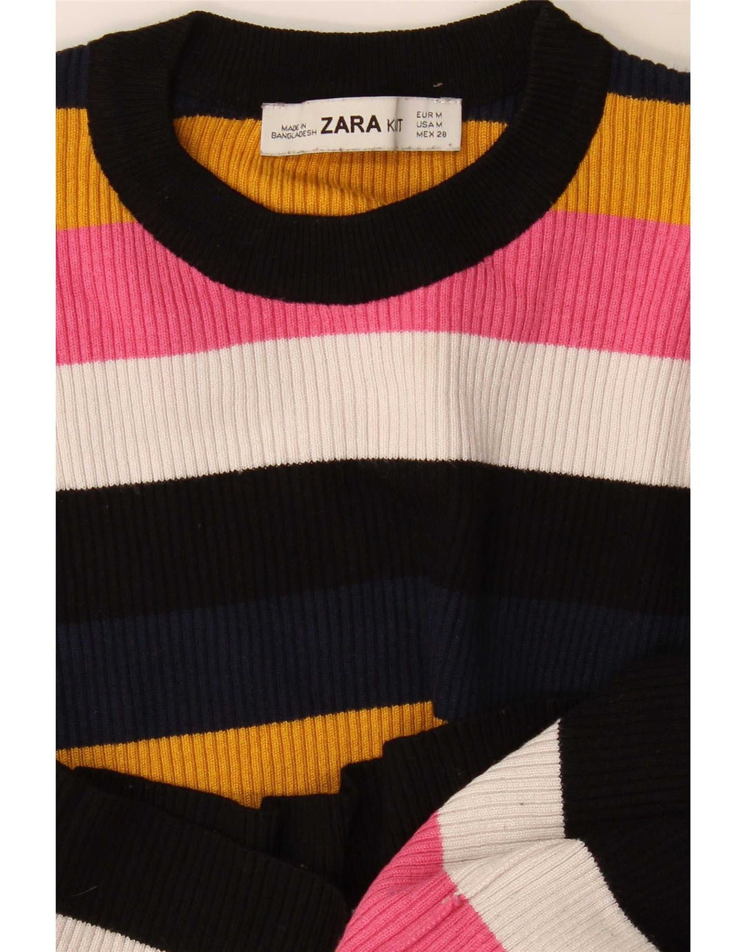 Blusa cropped feminina Zara UK 12 médio listrado multicolorido