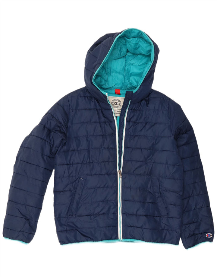 Jaqueta acolchoada com capuz para meninos Champion 13-14 anos XL azul marinho poliéster