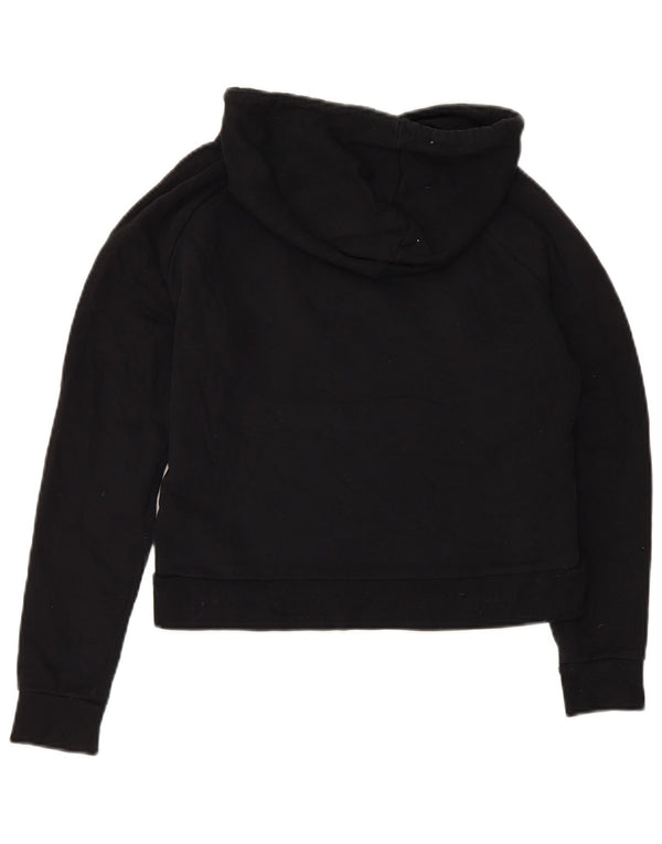Trussardi Jeans feminino oversized crop gráfico moletom com capuz Reino Unido 6 XS preto