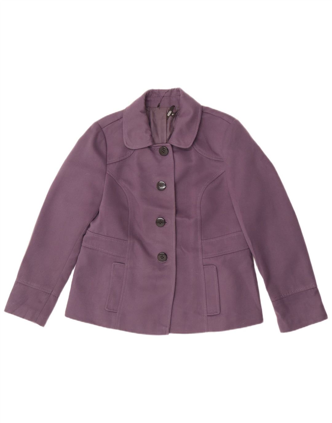 Jaqueta blazer feminina Marks & Spencer com 4 botões Reino Unido 16 grande roxo poliéster