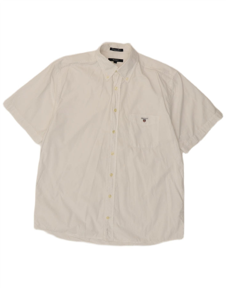 Camisa masculina de manga curta Gant Regular Fit grande algodão branco