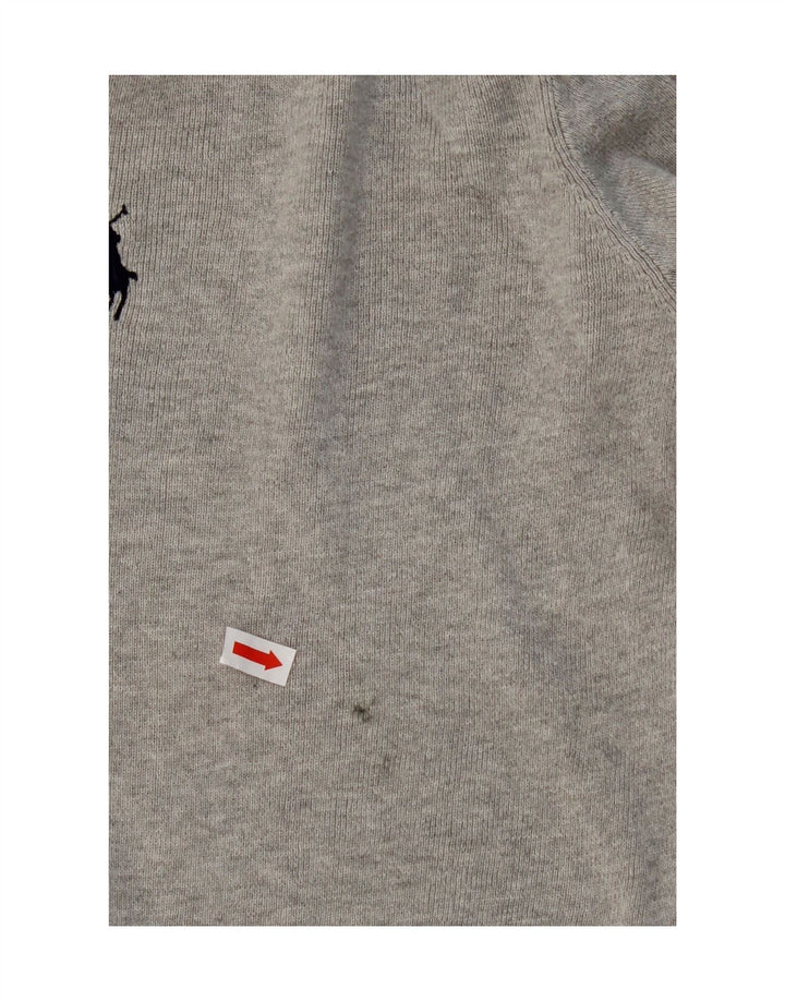 POLO RALPH LAUREN Mens V-Neck Jumper Sweater XL Grey Cotton Vintage Polo Ralph Lauren and Second-Hand Polo Ralph Lauren from Messina Hembry 