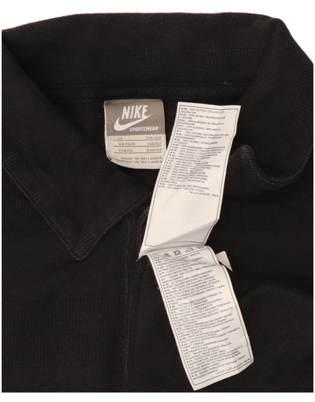 Camisa polo gráfica masculina NIKE Reino Unido 39/41 médio preto listrado de algodão