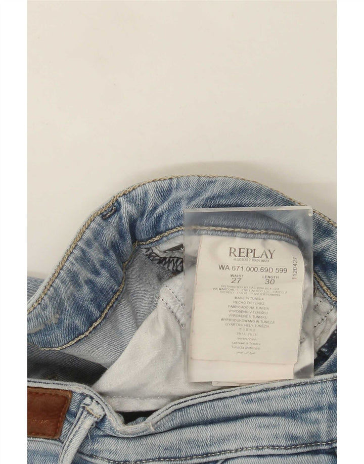Replay Jeans Slim Feminino W27 L30 Azul Algodão