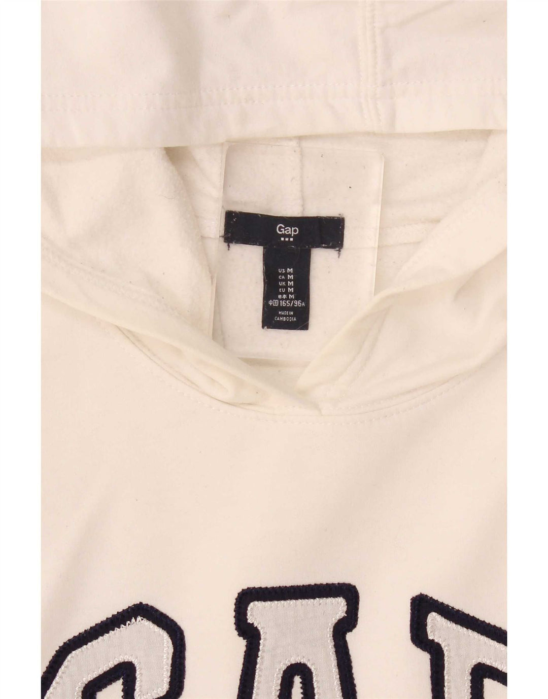 Suéter com capuz gráfico feminino Gap UK 14 médio branco