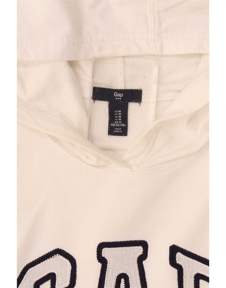 Suéter com capuz gráfico feminino Gap UK 14 médio branco