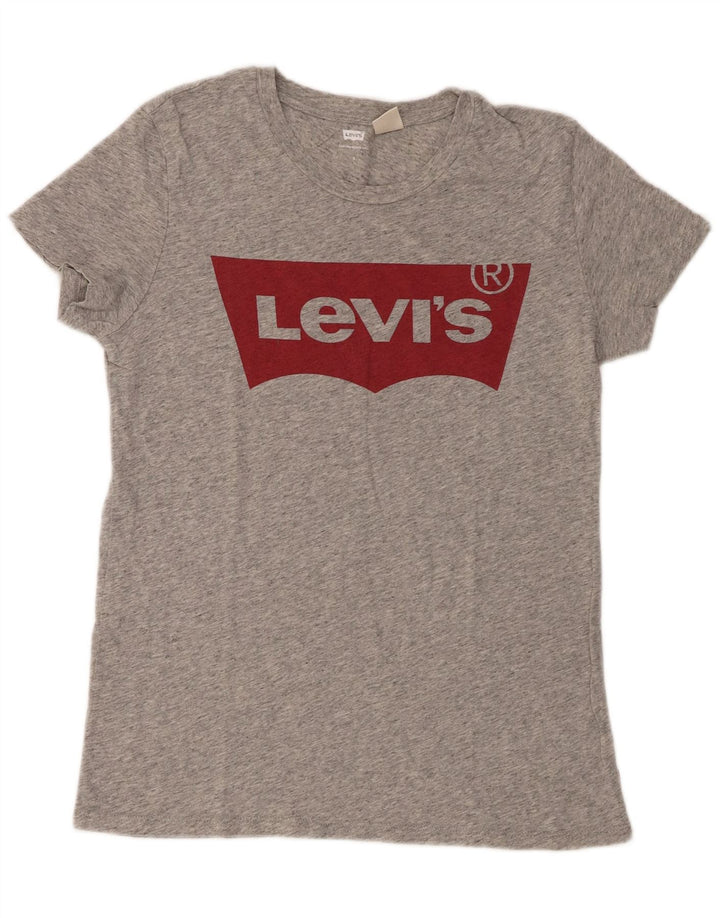 Camiseta feminina gráfica Levi's UK 10 pequena cinza manchada