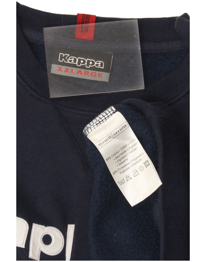 Kappa moletom gráfico masculino jumper 2XL algodão azul marinho