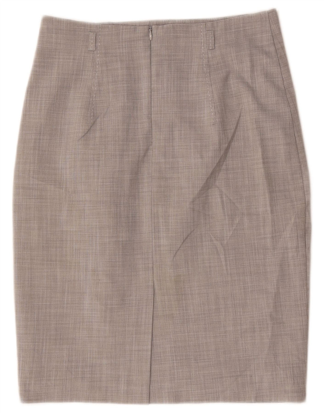 Saia lápis feminina Marks & Spencer Reino Unido 10 pequena W30 poliéster cinza