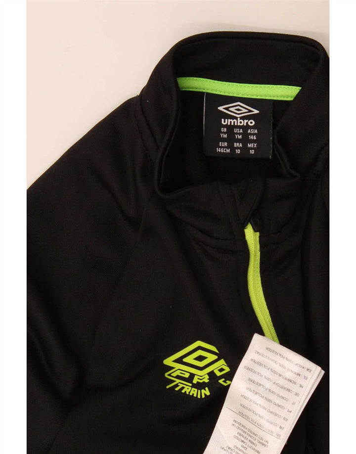 Umbro Boys Zip Neck Top Manga Longa 9-10 Anos Médio Preto Colorblock