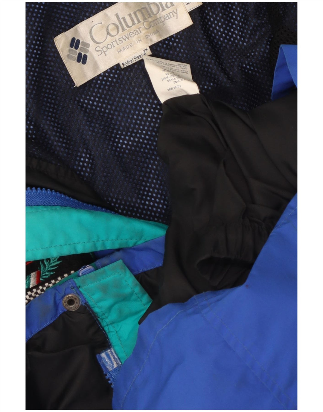 Columbia Mens Hooded Oversized Ski Jacket UK 38 Medium Blue Colourblock