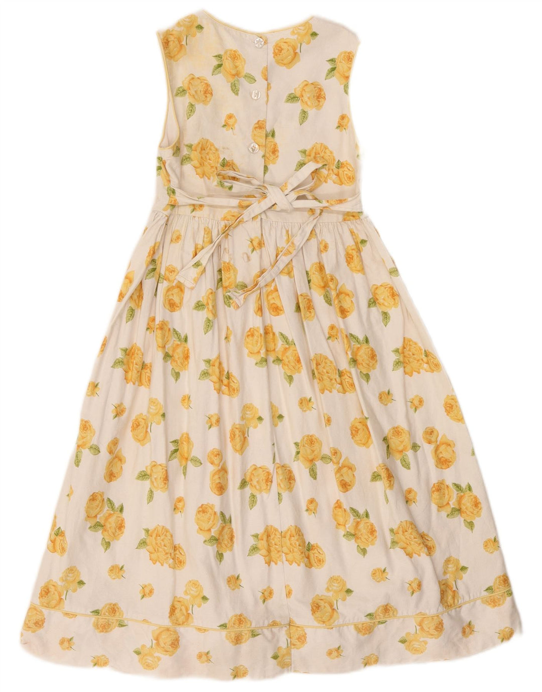 LAURA ASHLEY Vestido feminino sem mangas evasê 8-9 anos algodão floral branco