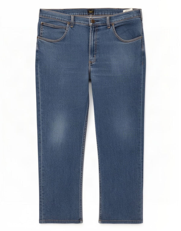 Lee Mens Brooklyn Straight Jeans W38 L27 Azul Algodão