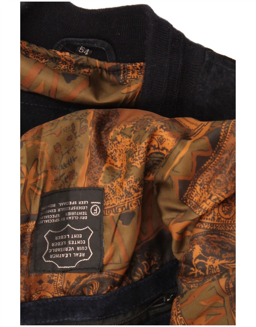 Jaqueta bomber masculina VINTAGE de camurça IT 54 2XL couro azul marinho