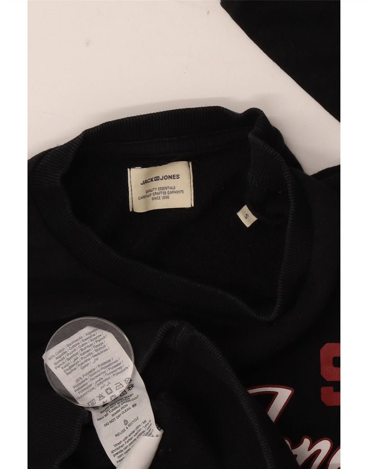 Jack & Jones moletom gráfico masculino jumper pequeno algodão preto
