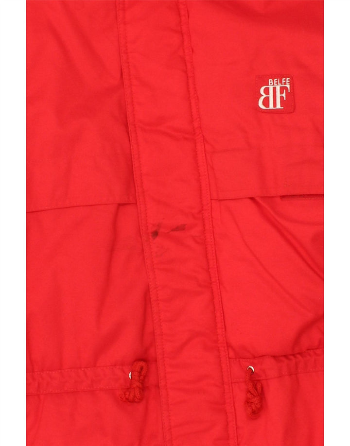 BELFE Mens Hooded Windbreaker Jacket IT 54 2XL Red Vintage Belfe and Second-Hand Belfe from Messina Hembry 