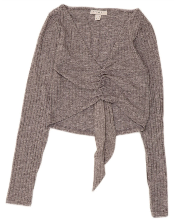 Topshop feminino de manga comprida Topshop UK 6 XS poliéster cinza