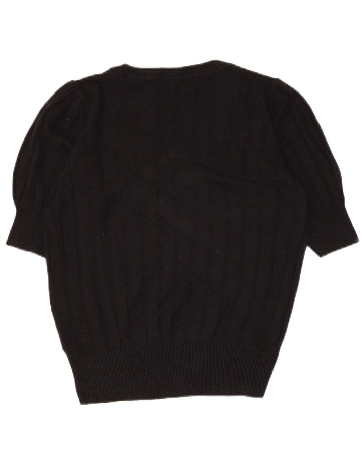 Suéter feminino Marks & Spencer com gola canoa Reino Unido 10 pequeno preto