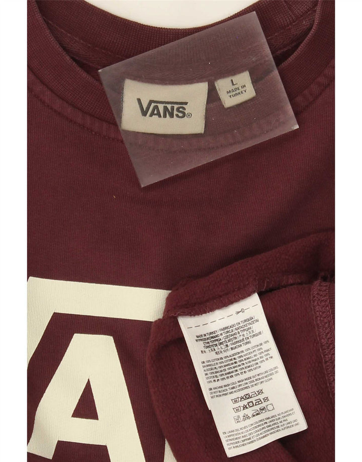 Vans Mens Graphic Moletom Jumper Grande Algodão Borgonha