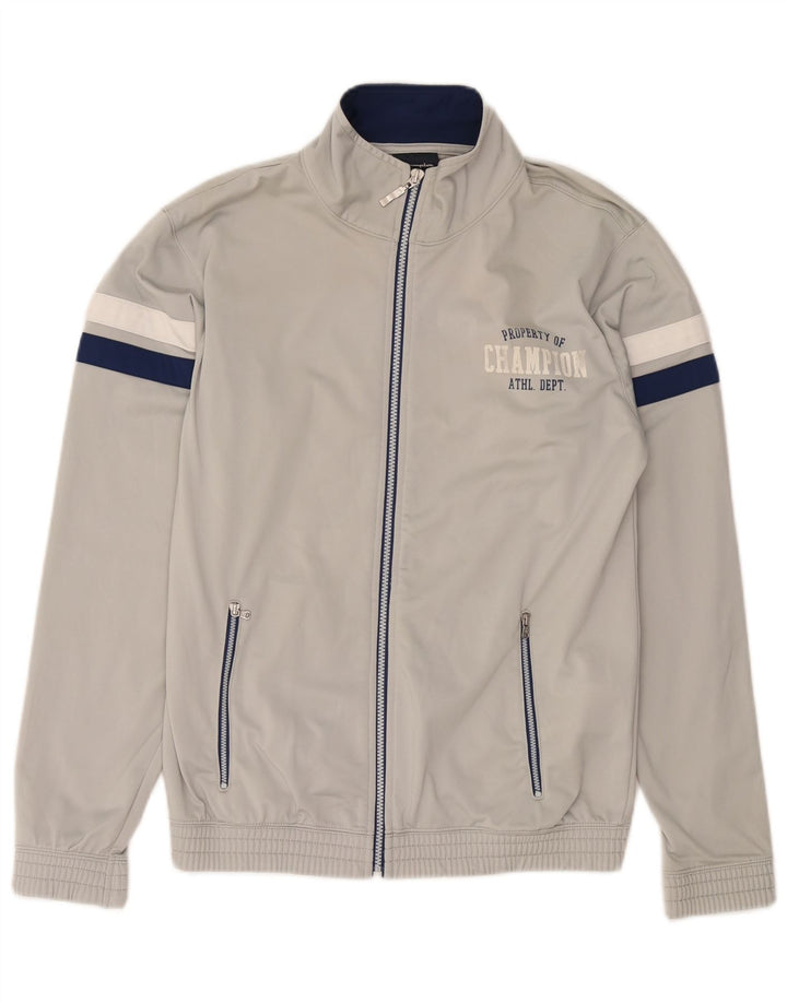 CHAMPION Mens Treino Top Jaqueta Poliéster Cinza Médio