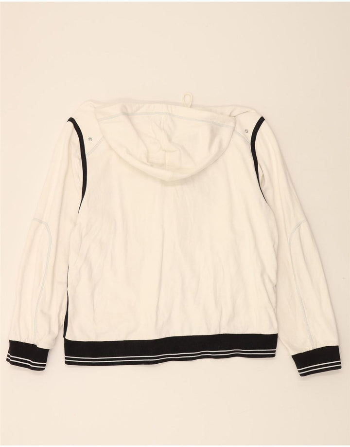 LOTTO Mens Graphic Zip Hoodie Sweater XL White Colourblock Cotton Vintage Lotto and Second-Hand Lotto from Messina Hembry 