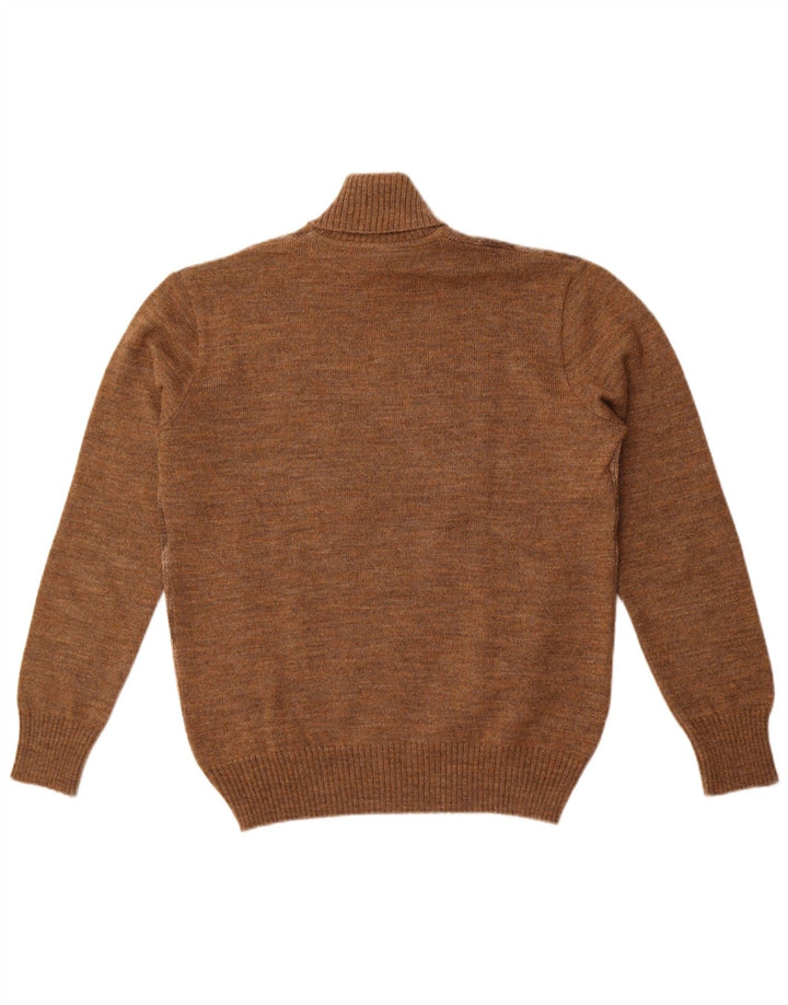 Suéter vintage masculino com gola redonda, marrom médio, Argyle/Diamante