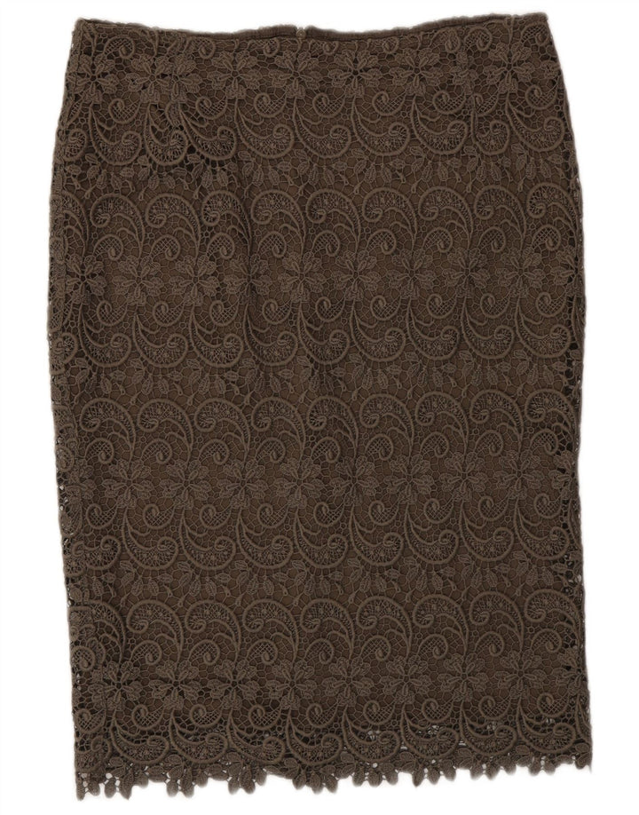Saia reta autograph feminina Marks & Spencer Reino Unido 12 médio W30 cáqui
