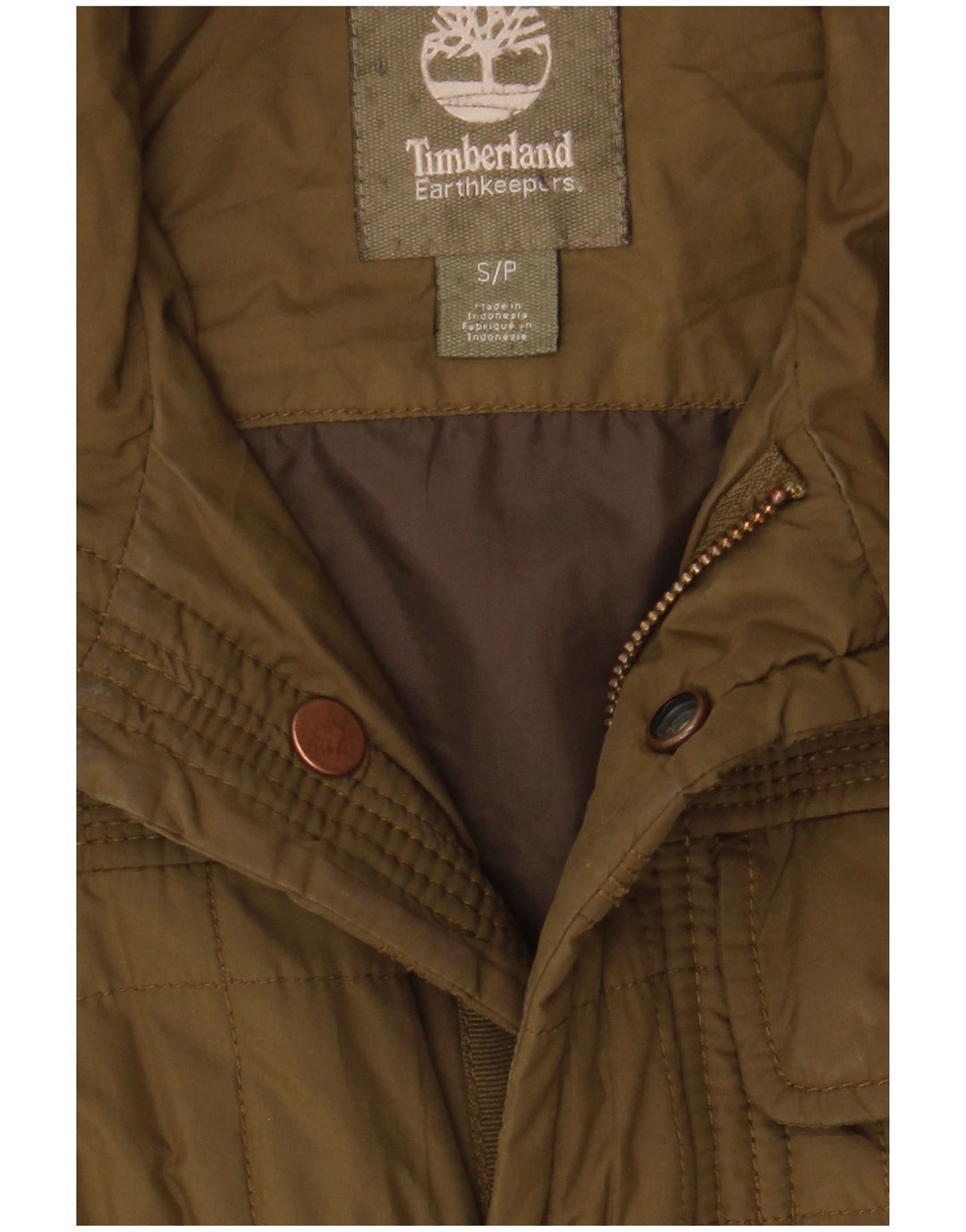 Jaqueta utilitária masculina Timberland UK 36 poliéster cáqui pequeno