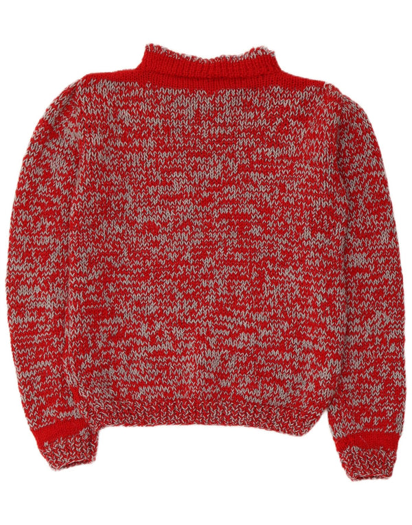 Vintage Womens Turtle Neck Jumper Sweater UK 14 Medium Red Striped