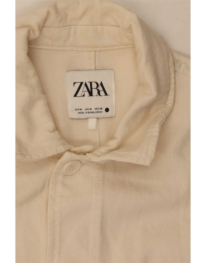 Jaqueta utilitária feminina Zara UK 14 médio algodão branco