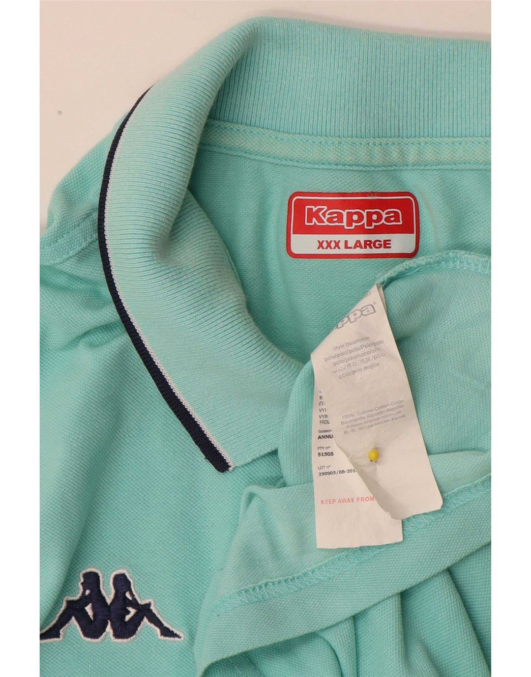 Camisa polo masculina Kappa 3XL algodão turquesa